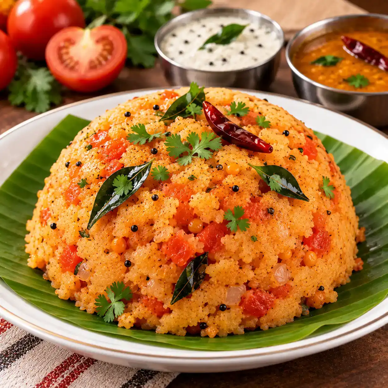 Tomato Bath — A comforting South Indian classic, this savory semolina dish is light at Apna Bazar - Eatery